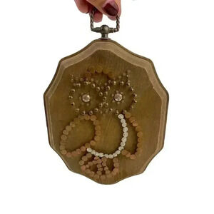 VTG Wooden Plaque Owl Nail Design‎ 1970s Retro Unique